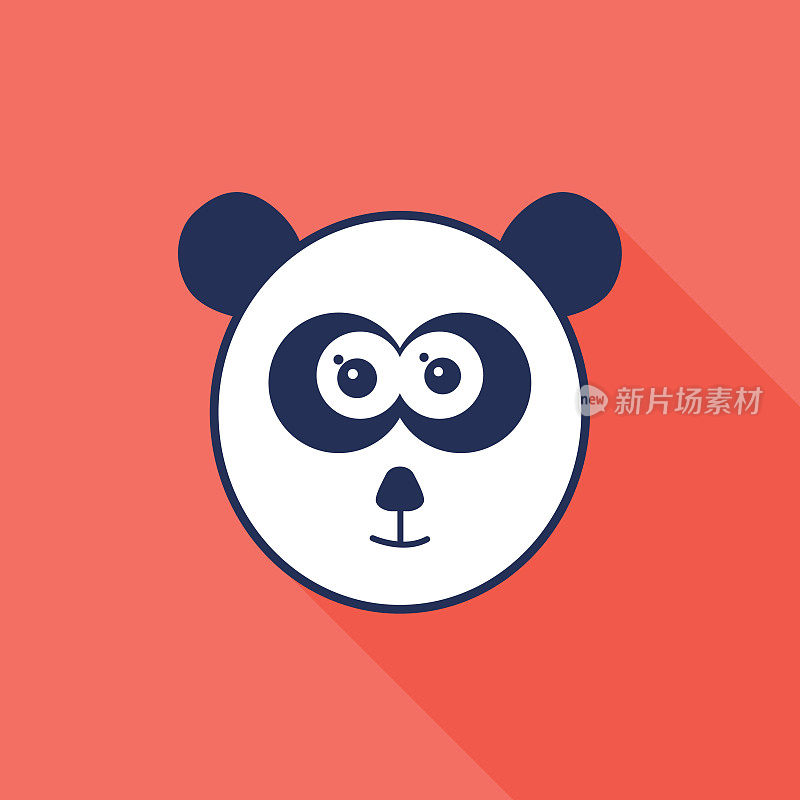 Panda Head Icon Navy and Coral Background